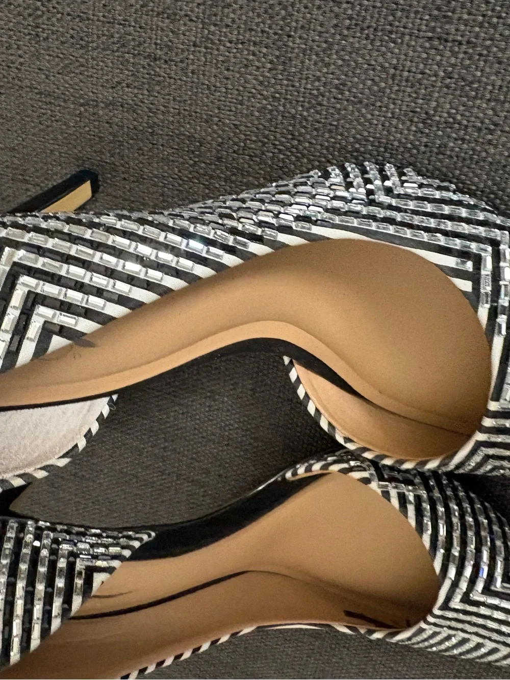 INC Black and Silver Sequins Closed Toe High Heels Size 6